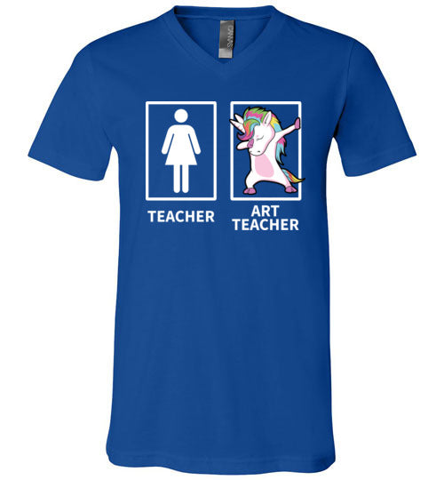 Dabbing Art Teacher Stick Figure V-Neck