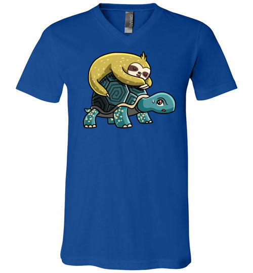 Sloth Riding Turtle V-Neck