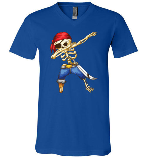 Pirate Dabbing Skeleton Cartoon V-Neck