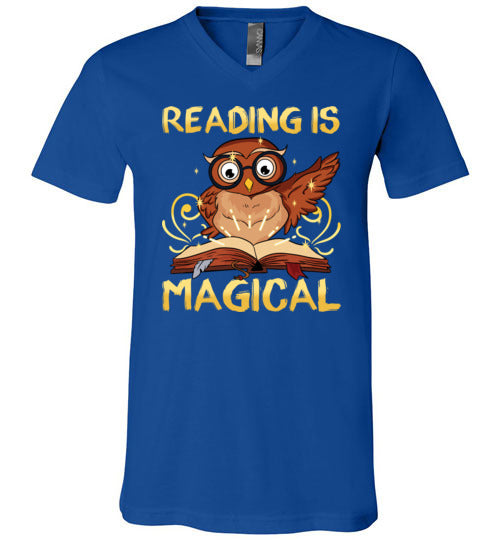 Reading Is Magical Book Owl V-Neck Canvas