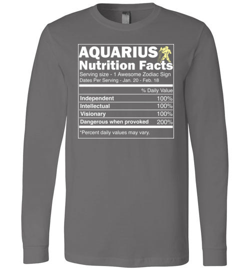 Zodiac Aquarius Nutrition Facts Long Sleeve
