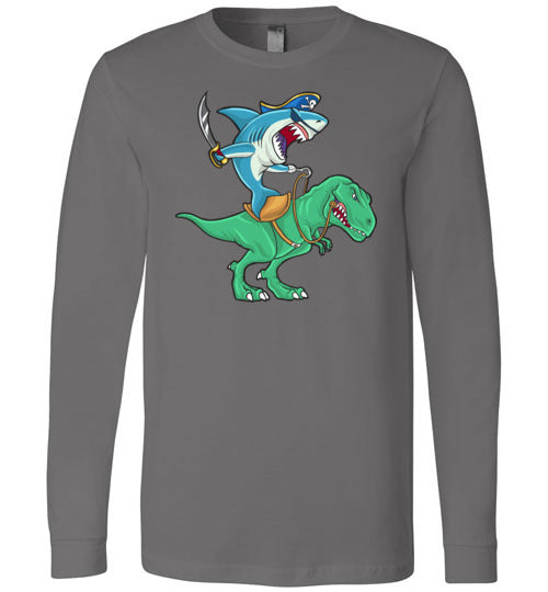 Pirate Shark Riding Dinosaur Long Sleeve