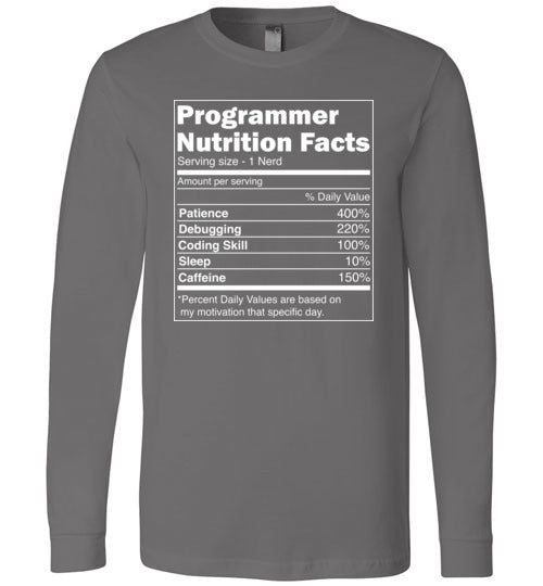 Programmer Nutrition Facts Long Sleeve