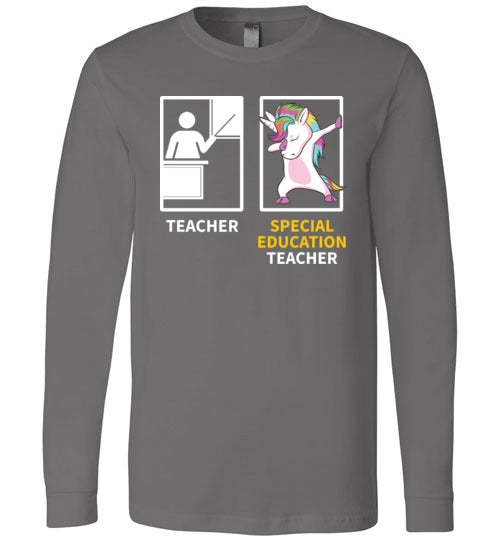 Special Education Teacher Dabbing Unicorn Long Sleeve