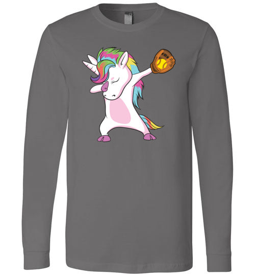 Softball Dabbing Unicorn Long Sleeve