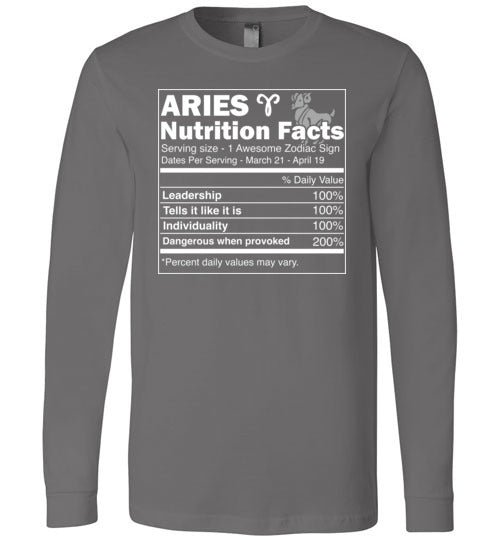 Aries Nutrition Facts Long Sleeve