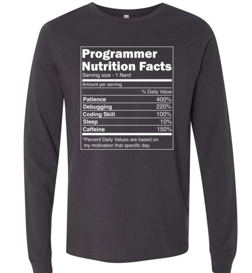 Programmer Nutrition Facts Long Sleeve