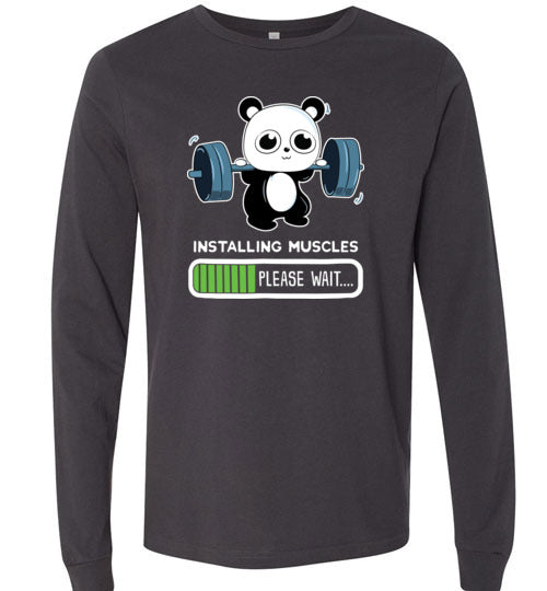 Cute Panda Installing Muscles Gym Long Sleeve