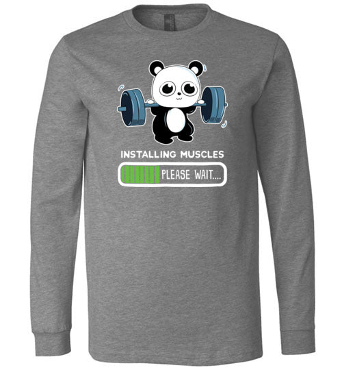 Cute Panda Installing Muscles Gym Long Sleeve