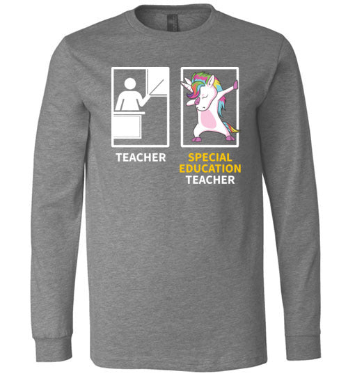 Special Education Teacher Dabbing Unicorn Long Sleeve