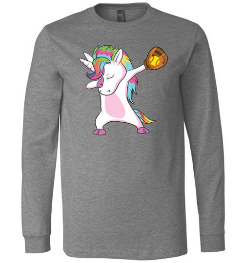 Softball Dabbing Unicorn Long Sleeve