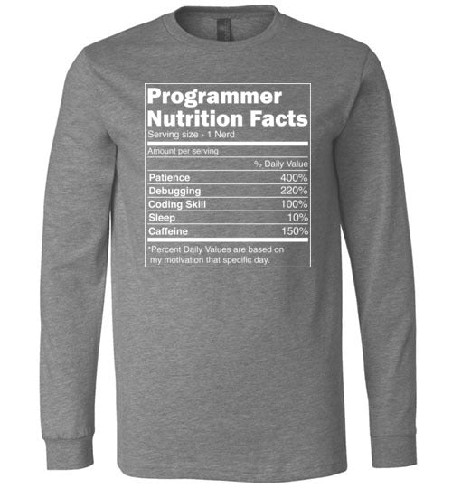 Programmer Nutrition Facts Long Sleeve