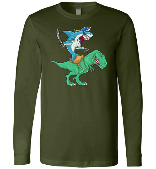 Pirate Shark Riding Dinosaur Long Sleeve