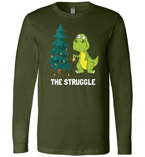 Dinosaur T-Rex Christmas Struggle Long Sleeve