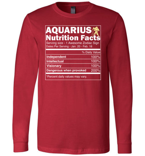 Zodiac Aquarius Nutrition Facts Long Sleeve
