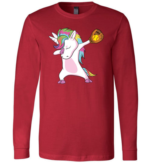 Softball Dabbing Unicorn Long Sleeve