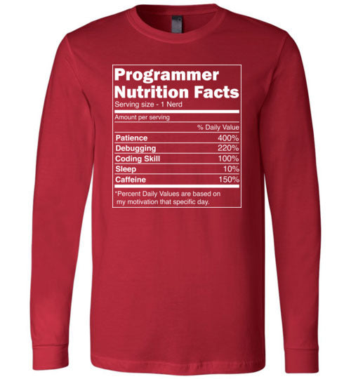 Programmer Nutrition Facts Long Sleeve