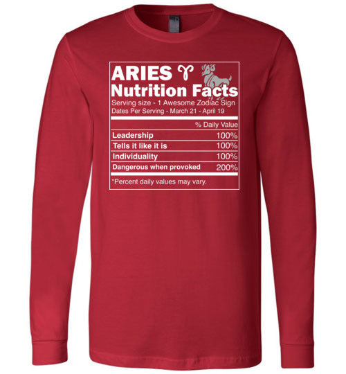 Aries Nutrition Facts Long Sleeve
