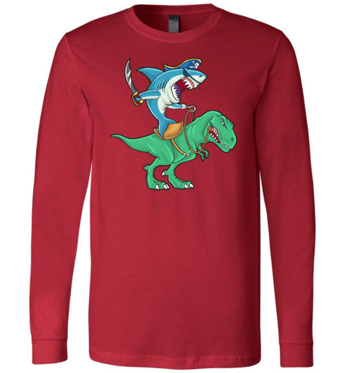 Pirate Shark Riding Dinosaur Long Sleeve
