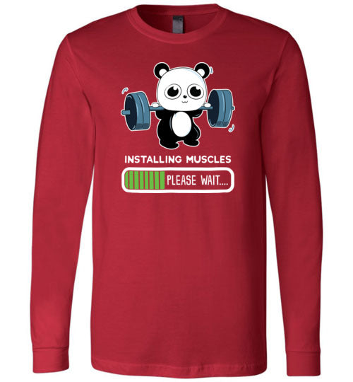 Cute Panda Installing Muscles Gym Long Sleeve
