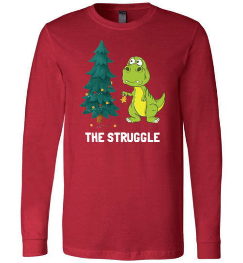 Dinosaur T-Rex Christmas Struggle Long Sleeve