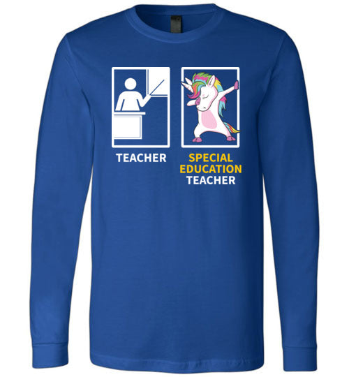 Special Education Teacher Dabbing Unicorn Long Sleeve