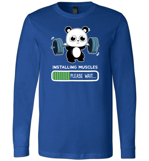 Cute Panda Installing Muscles Gym Long Sleeve