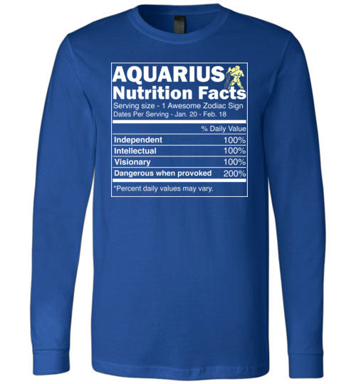 Zodiac Aquarius Nutrition Facts Long Sleeve
