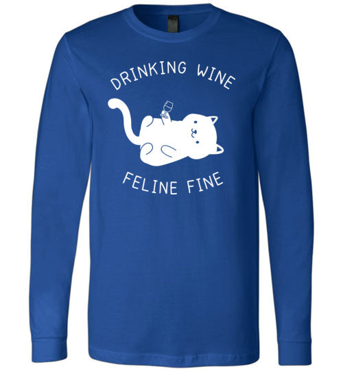 Drinking Wine Feline Fine Long Sleeve