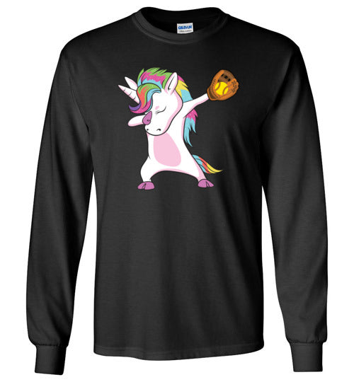 Softball Dabbing Unicorn Long Sleeve