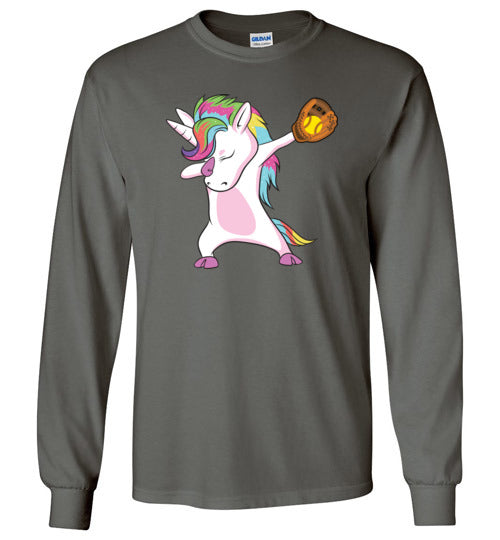 Softball Dabbing Unicorn Long Sleeve