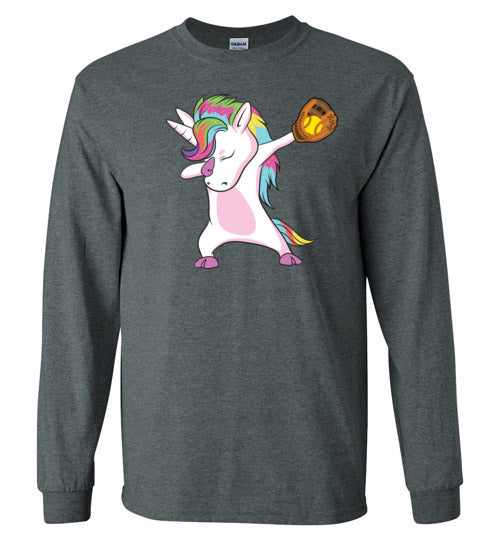 Softball Dabbing Unicorn Long Sleeve