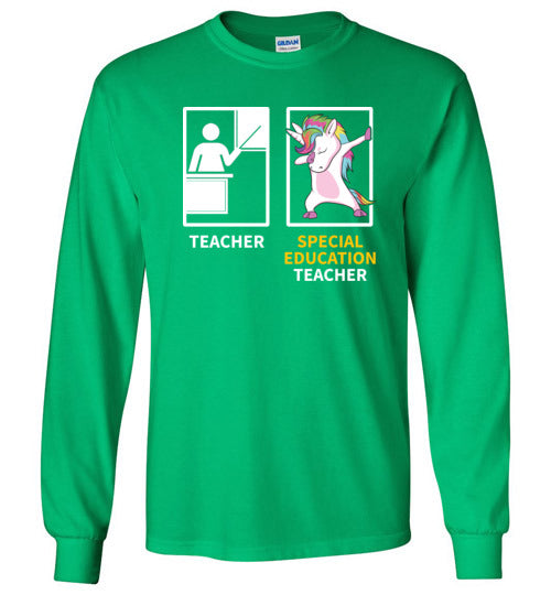 Special Education Teacher Dabbing Unicorn Long Sleeve