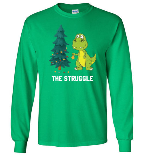 Dinosaur T-Rex Christmas Struggle Long Sleeve