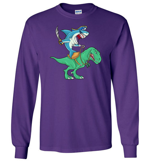 Pirate Shark Riding Dinosaur Long Sleeve