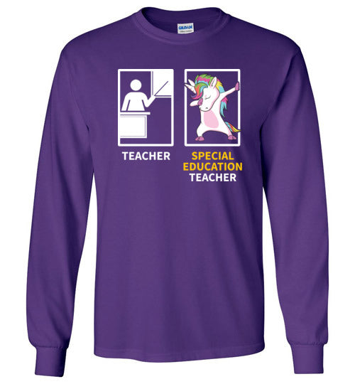 Special Education Teacher Dabbing Unicorn Long Sleeve