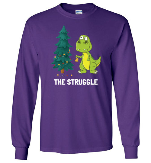 Dinosaur T-Rex Christmas Struggle Long Sleeve