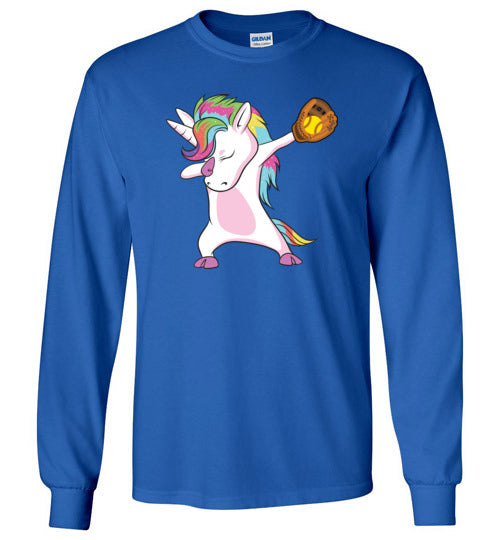 Softball Dabbing Unicorn Long Sleeve