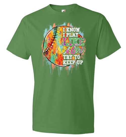 Watercolor Softball I Know I Play Like A Girl Youth Shirt