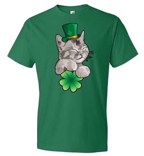 Cat Leprechaun Holding Clover