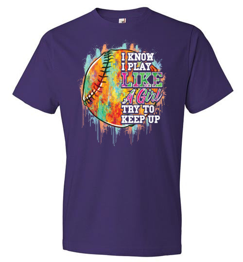 Watercolor Softball I Know I Play Like A Girl Youth Shirt
