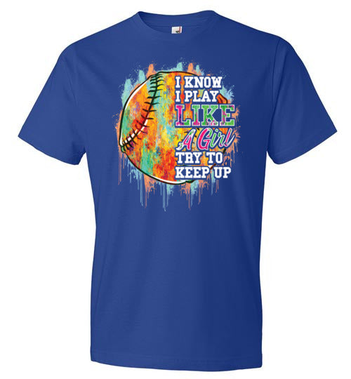 Watercolor Softball I Know I Play Like A Girl Youth Shirt