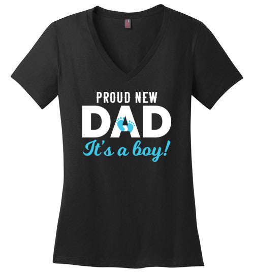Proud New Dad Canvas V-Neck T-Shirt