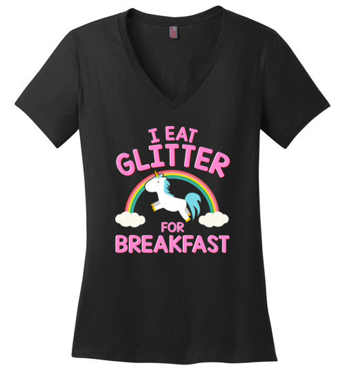 Unicorn I Eat Glitter For Breakfast V-Neck