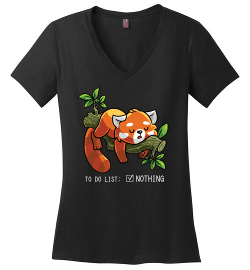 Red Panda To Do List Nothing V-Neck