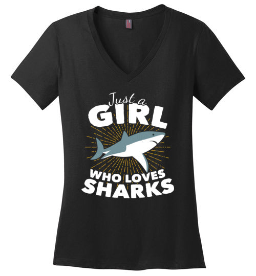 Just A Girl Who Loves Sharks V-Neck