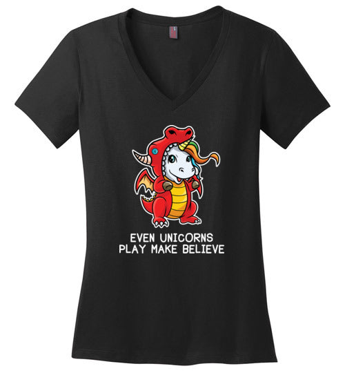 Even Unicorns Play Make Believe V-Neck