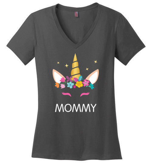 Mommy Unicorn Face V-Neck