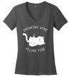 Drinking Wine Feline Fine V-Neck