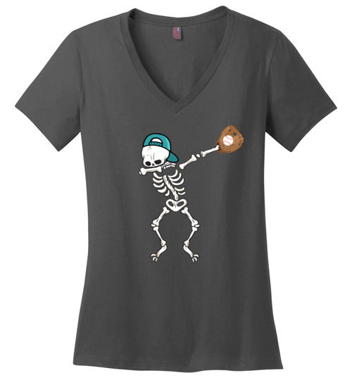 Baseball Dabbing Skeleton V-Neck